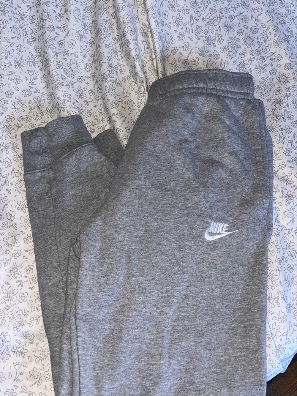 Nike Kids Gray Heather Joggers with White Swoosh